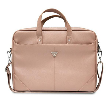Počítačová taška Guess Saffiano Triangle Logo - 16" taška na notebook (růžová)