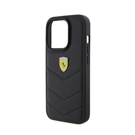 Ferrari Quilted Metal Logo - iPhone 15 Pro Tasche (Schwarz)