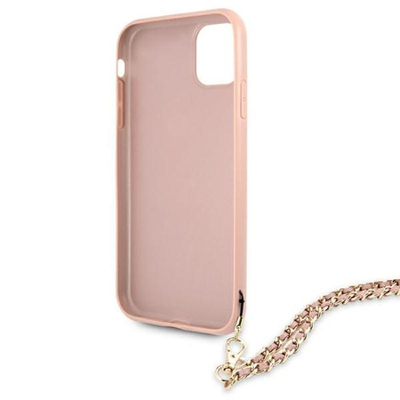 Guess Saffiano Chain - pouzdro pro iPhone 11 (růžové)