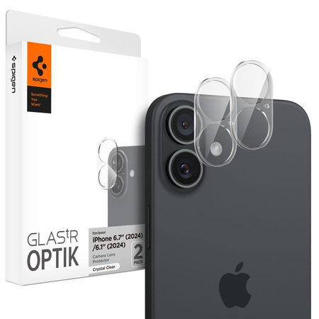 Spigen Optik GLAS.TR Camera Protector 2-Pack - Verre de protection pour iPhone 16 / 16 Plus (2 pcs) (Transparent)