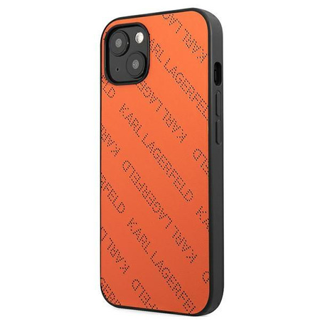 Karl Lagerfeld Perforated Allover - pouzdro pro iPhone 13 Mini (oranžové)