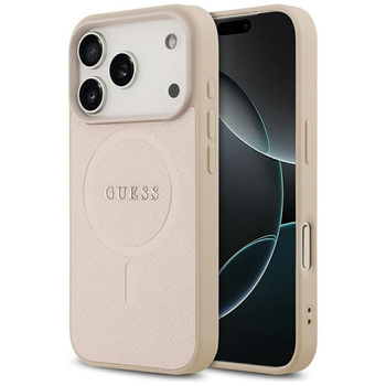 ETUI DO IPHONE 17 PRO do MAGSAFE GUESS SAFFIANO ORYGINALNE RÓŻOWE CASE