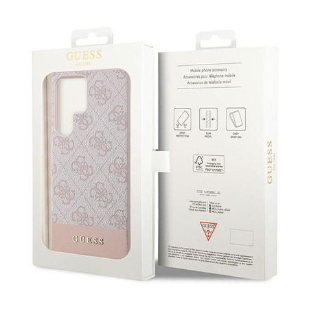 Guess 4G Bottom Stripe Metal Logo Collection - Case for Samsung Galaxy S23 Ultra (Pink)