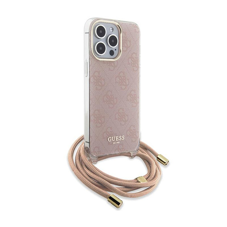 Guess Crossbody Cord 4G Print - iPhone 15 Pro Tasche (rosa)