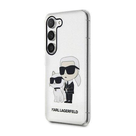 Karl Lagerfeld IML Glitter NFT Karl & Choupette - Pouzdro pro Samsung Galaxy S23 (průhledné)