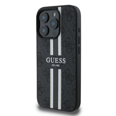 Guess 4G Étui MagSafe à rayures imprimées - iPhone 16 Pro Max (noir)