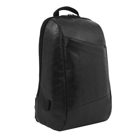 PURO Byday Classic - Rucksack aus Ökoleder mit externem USB-Anschluss Notebook 15.6" / Tablet (schwarz)