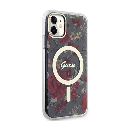 Guess Flower MagSafe - iPhone 11 Tasche (Grün)