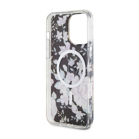 Guess Flower MagSafe - Coque pour iPhone 14 Pro Max (Noir)