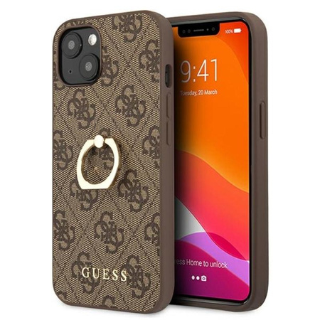 Pouzdro Guess 4G Ring Case - pouzdro pro iPhone 13 mini (hnědé)