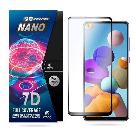 Crong 7D Nano Flexible Glass - Verre hybride 9H pour l'ensemble de l'écran du Samsung Galaxy A21s