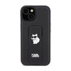 Karl Lagerfeld Gripstand Saffiano Choupette Pins - Coque iPhone 15 Plus (noir)