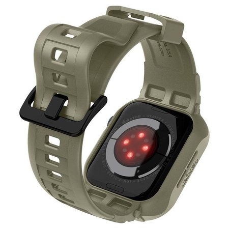 Spigen Rugged Armor Pro - Řemínek s pouzdrem pro Apple Watch 44/45 mm (Vintage Khaki)