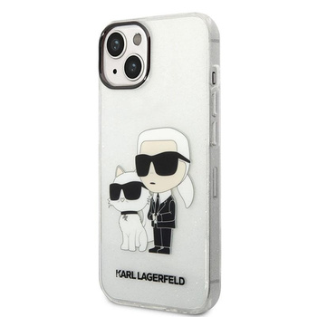 Karl Lagerfeld IML Glitter NFT Karl & Choupette - Hülle für iPhone 14 Plus (Klar)