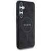 Guess Leather 4G Coloured Ring Classic Logo MagSafe - étui pour Samsung Galaxy S25+ (noir)