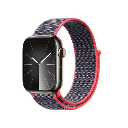 Crong Nylon - Bracelet sport pour Apple Watch 44/45/46/49 mm (Electric Pink)