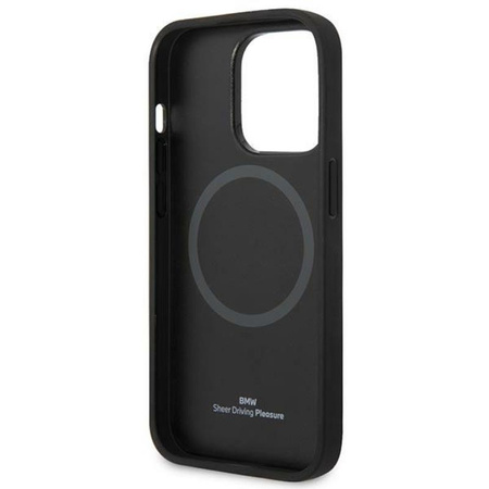 Kožené pouzdro BMW Hot Stamp MagSafe - iPhone 14 Pro (černé)