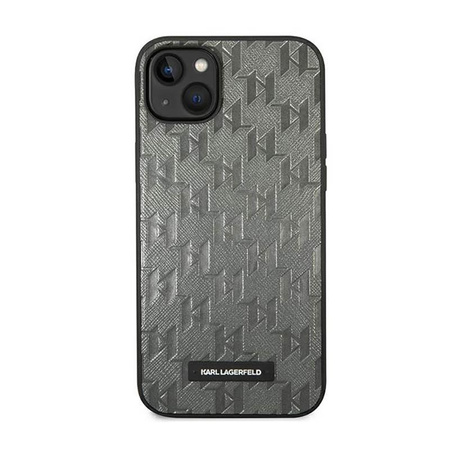 Karl Lagerfeld Saffiano Mono Metall Logo - Hülle für iPhone 14 (Grau)