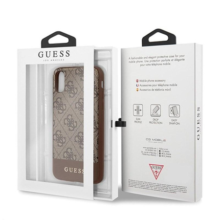 Collection 4G Bottom Stripe de Guess - Coque pour iPhone Xs / X (marron)