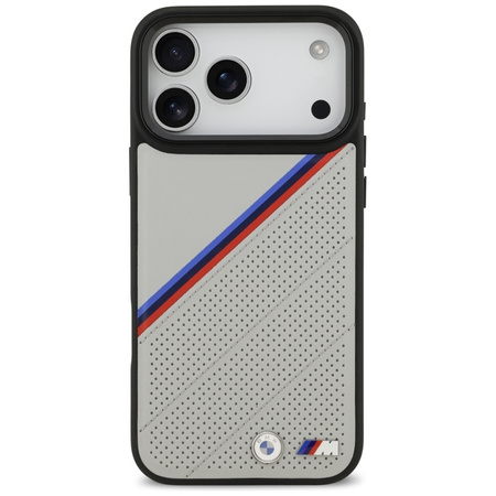 Custodia MagSafe con logo in metallo tricolore BMW M per iPhone 17 Pro Max (grigio)