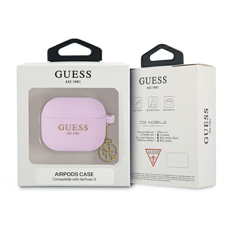 Étui en silicone Guess 4G Charms - Étui AirPods 3 (violet)