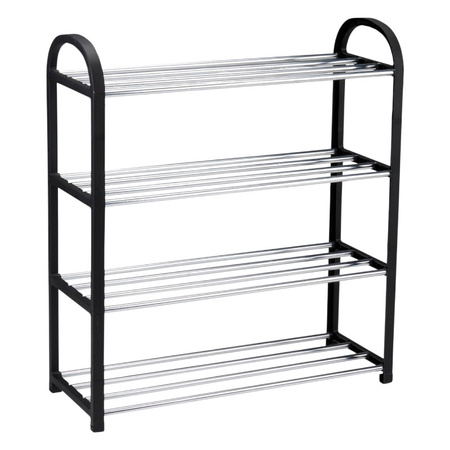 Alpina - Shoe Rack / Shelf / Stand 4-Tier 50x18.5x57 cm (Silver / Black)