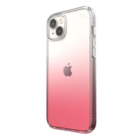 Speck Presidio Perfect-Clear + Ombre - Case for iPhone 15 Plus / 14 Plus with MICROBAN (Clear / Vintage Rose Fade)