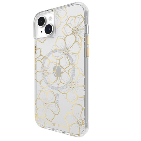 Case-Mate Floral Gems MagSafe – pouzdro na iPhone 15 Plus (Gold)
