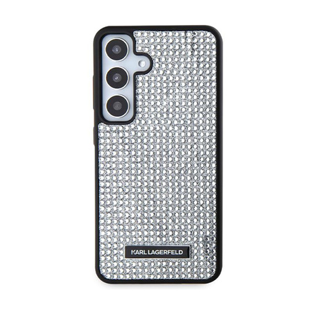 Karl Lagerfeld strasszos fém logó - Samsung Galaxy S24 tok (ezüst)