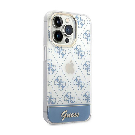 Guess 4G Stripe Script Logo Galvanisiertes Muster - iPhone 14 Pro Max Hülle (blau)