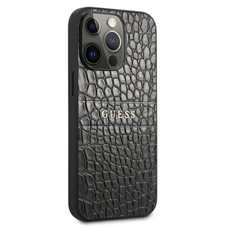 Guess Croco Stamp Lines - Coque iPhone 13 Pro Max (noir)