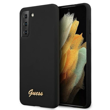 Guess Szilikon Script Metal Logo - Samsung Galaxy S21 tok (fekete)