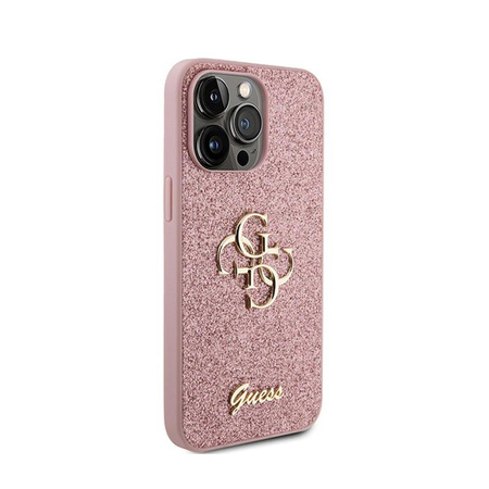 Coque Guess Glitter Script Big 4G - iPhone 15 Pro Max Case (rose)