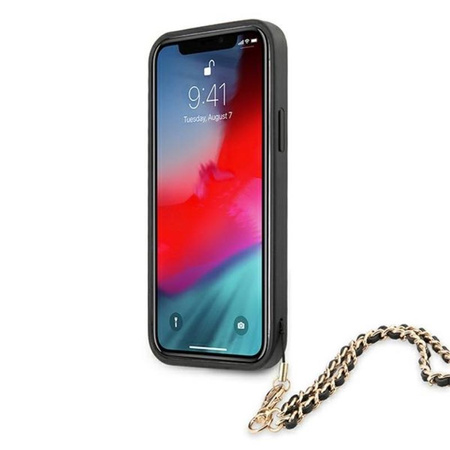 Guess Saffiano Chain - Etui iPhone 12 / iPhone 12 Pro (czarny)