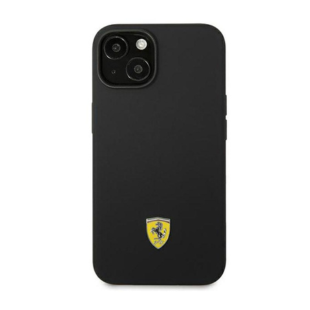 Silikonové kovové logo Ferrari - pouzdro pro iPhone 14 (černé)