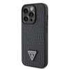 Guess Croco Triangle Metal Logo - pouzdro pro iPhone 15 Pro (černé)
