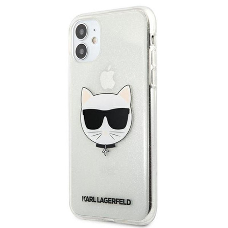 Karl Lagerfeld Choupette Head Glitter - Coque iPhone 11 (argent)