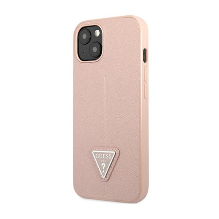 Guess Saffiano Triangle Logo Case - Coque pour iPhone 14 Plus (rose)