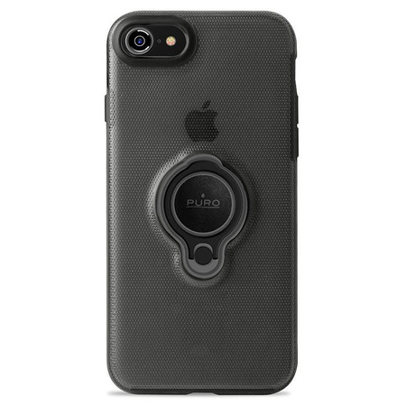 PURO Magnet Ring Cover - Etui iPhone SE (2022 / 2020) / 8 / 7 z magnetycznym uchwytem na palec (czarny)