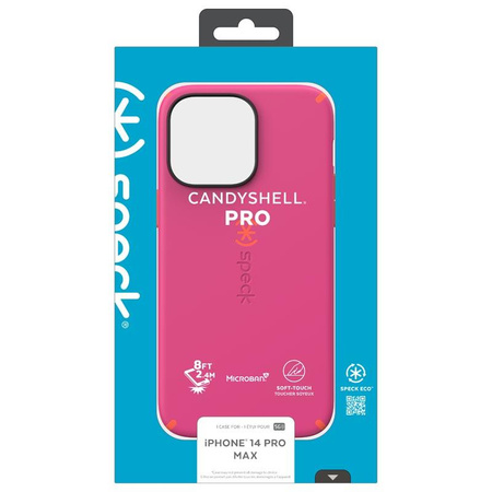 Speck CandyShell Pro - Coque pour iPhone 14 Pro Max avec revêtement MICROBAN (Digital Pink / Energy Red)