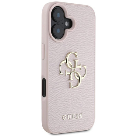 Guess Genarbtes Großes 4G Logo Kleines Klassisches Logo - Hülle für iPhone 16 (rosa)