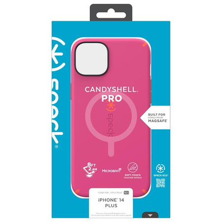 Speck CandyShell Pro + MagSafe - iPhone 14 Plus tok MICROBAN bevonattal (Digitális rózsaszín / Energia Piros)