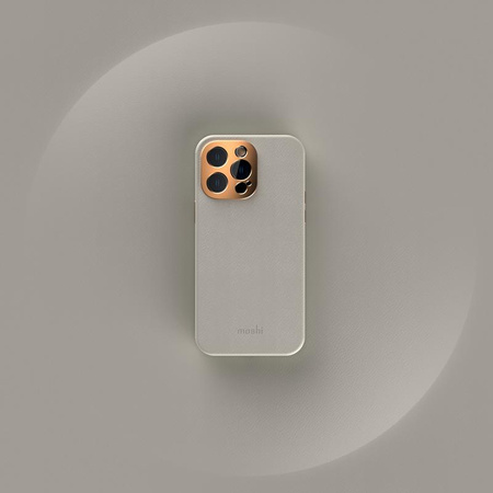 Moshi Napa Slim MagSafe - Étui en cuir pour iPhone 14 Pro (Serene Gray)