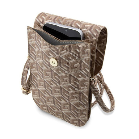 Guess GCube Stripe Phone Bag - Bag with smartphone compartment (Brown)
