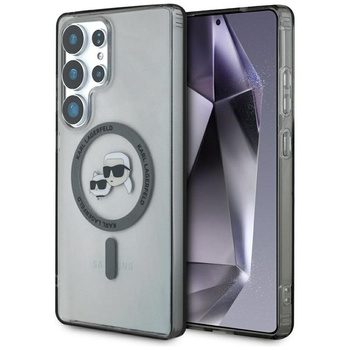 Karl Lagerfeld Button Karl & Choupette Köpfe gedruckt Logo MagSafe - Samsung Galaxy S25 Ultra Case (schwarz)