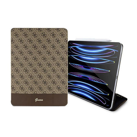Guess 4G Stripe Allover - Étui pour iPad Pro 12.9" (2022-2020) (Marron)