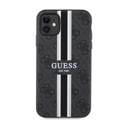 Guess 4G Étui MagSafe à rayures imprimées - iPhone 11 (Noir)