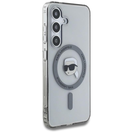 Karl Lagerfeld Button Karl Head Printed Logo MagSafe - Hülle für Samsung Galaxy S25 (Schwarz)