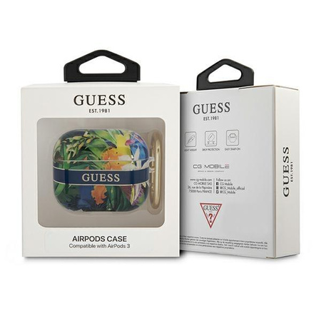 Guess Flower Strap - pouzdro pro Airpods 3 (modré)