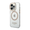 Guess Metal Outline Magsafe - Coque iPhone 14 Pro Max (Transparent / Or)